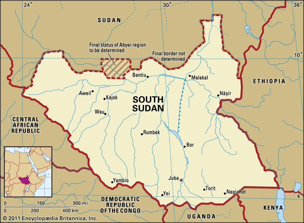 map of South Sudan